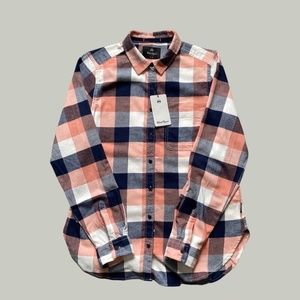 Wind River Peach Plaid Flannel Button Front Shirt